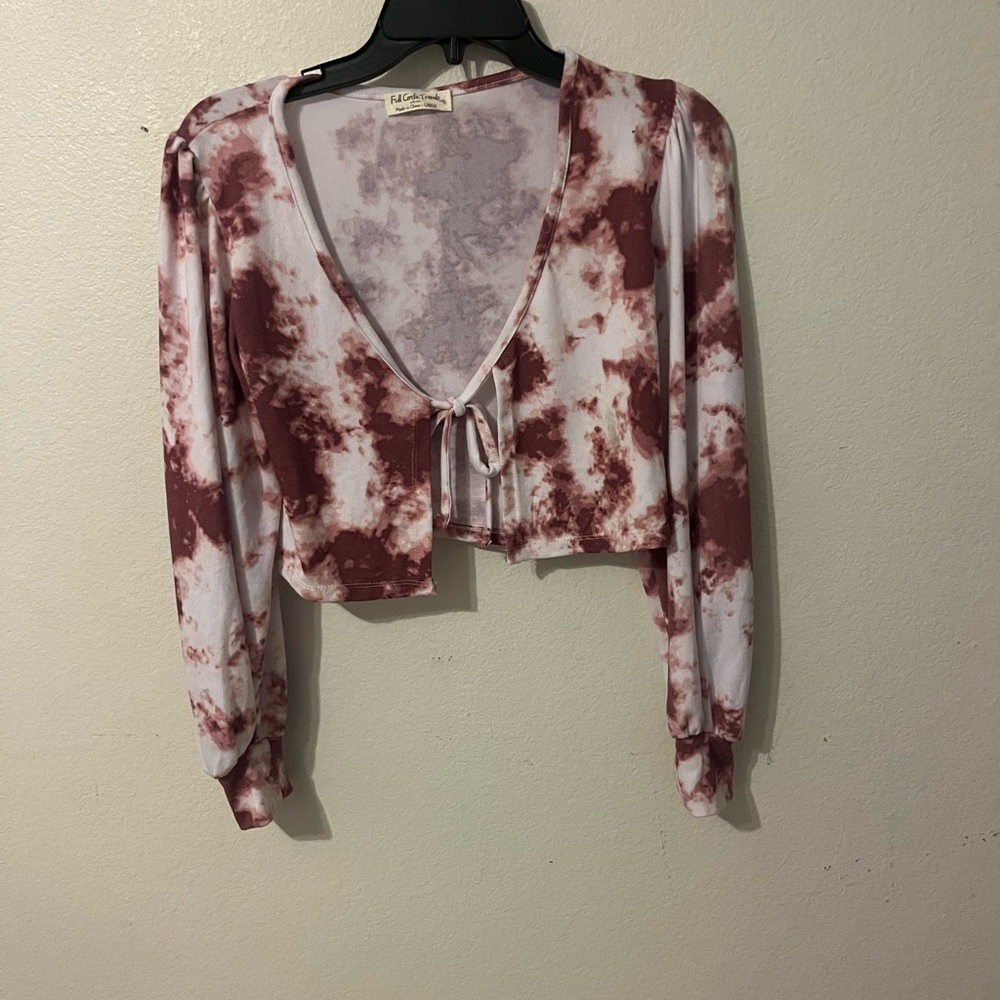 BLUSH PINK TIE DYE LONG SLEEVE TOP-